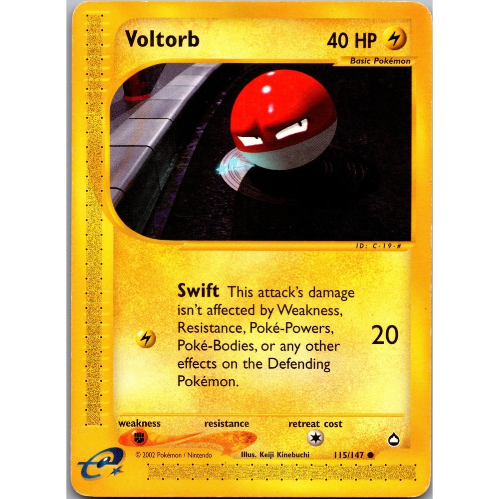 Pokemon Voltorb 115/147 Aquapolis Common LP 2002 e-Series Lightning Card